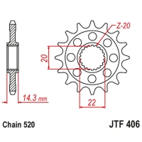 JT ШЕСТЕРНЯ ПЕРІД Z ГУМА BMW G 310 GS / R '16-'24 (STD. -1) (JTF406,15RB) (LANC. 520)