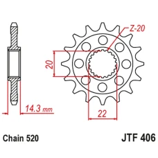 JT ШЕСТЕРНЯ ПЕРІД Z ГУМА BMW G 310 GS / R '16-'24 (STD. -1) (JTF406,15RB) (LANC. 520)