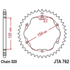 JT ШЕСТЕРНЯ ЗАД АЛЮМІНІЙ 4574 43 DUCATI 939 СУПЕР SPORT '17-'20, 950 СУПЕР SPORT '21-'23, 955 PANIGALE V2 / BAYLISS '20-'24 (НЕОБХІДНО АДАПТЕР JTA760B АБО JTA 770B) (457443JT) (LANC. 520)