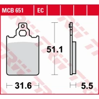TRW LUCAS ZF КОЛОДКИ ДИСКОВІ ТОРМОЗНІ KH156 ECO ORGANIC CAGIVA BLUES/PRIMA/SUPER CITY 50 '93-'95, PIAGGIO QUARTZ 50 '92-'96, SKR 125/150 SKIPPER '94-'97, VESPA PX 150 '98-, PX 200 '98-'07 ПЕРІД