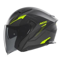 МОТОШОЛОМ ВІДКРИТИЙ NOX JET N130 MYST КОЛІР ЧОРНИЙ/ ЖОВТИЙ FLUO МАТОВА РОЗМІР L
