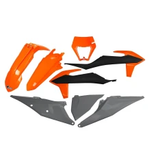 UFO КОМПЛЕКТ ПЛАСТІКОВ KTM EXC 125 '20-'21, EXC/EXCF(EXC-F) 150/250/300/350/450/500 '20-'23 Z ЗАХИСТ ФАРИ КОЛІР OEM '21 (POMARANCZOWY/CZARNY/SZARY)