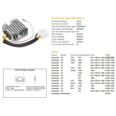DZE РЕГУЛЯТОР НАПРУГИ KAWASAKI KZ550/650/750/1000 (ESR370,SH530-12K,21066-1008,RGU-406)