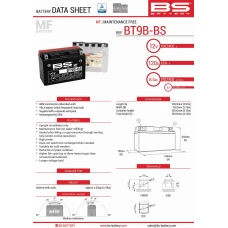 BS АКУМУЛЯТОР BT9B-BS (YT9B-BS) 12V 8AH 150X70X105 BEZOBSLUGOWY - ELEKTROLIT OSOBNO (120A) (6) UE2019/1148