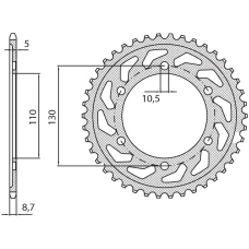 SUNSTAR ЗІРОЧКА ЗАД 4440 48 YAMAHA R6 03-05 (JTR1875.48) (LANC. 532) (444048)