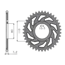 SUNSTAR ЗІРОЧКА ЗАД 4350 44 HONDA VT 600C SHADOW '90-'07 (JTR1332.44) (LANC. 525) (435044JT)