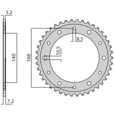 SUNSTAR ЗІРОЧКА ЗАД 4550 47 BMW F 800R (ОТВІР NA SRUBE 8,5MM) (JTR6.47) (LANC. 525) (455047JT)