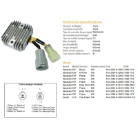 DZE РЕГУЛЯТОР НАПРУГИ KAWASAKI KVF300/360/400/650/700, KFX700 (ESR135) (21066-1112) (21066-0047) (35A)