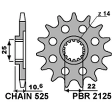 ПЕРЕДНЯ ЗІРКА PBR CHT 2125 15 18NC MV AUGUSTA 910/920/989/990/1000
