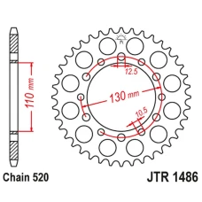 ЗАДНЯ ЗІРКА JR 504 42 HONDA TRX 200 '90-97', KAWASAKI EL 250 '88-03' (50442JT) (LANC.520)