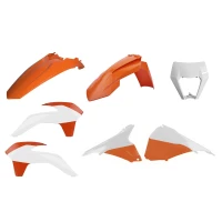 POLISPORT КОМПЛЕКТ ПЛАСТІКОВ KTM EXC/EXC-F '14-'16 (RESTYLING) W КОМПЛЕКТІ КРИЛО ПЕРЕДНІЙ '17-'19 (8574200008) ЗАХИСТ ФАРИ ПЕРІД '17-'19 (8666800001) КОЛІР КОЛІР ПОМАРАНЧ БІЛИЙ OEM