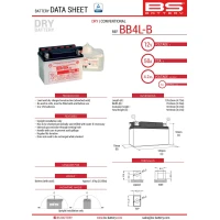 BS АКУМУЛЯТОР BB4L-B (YB4L-B) 12V 4AH 121X71X93 OBSLUGOWY - ELEKTROLIT OSOBNO (56A) (8) UE2019/1148