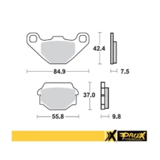 PROX КОЛОДКИ ДИСКОВІ ТОРМОЗНІ KH67/2/3 SINTER KAWASAKI KDX 200 '89-'92, KL 650 '87-'89, KLR 650 '95-'07, KMX 125 '86-'03, KX 125 '87-'88, SUZUKI LT-A/F 500 VINSON '02-'07 (10 ШТУКИ.)
