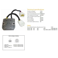 DZE РЕГУЛЯТОР НАПРУГИ HONDA CBR600 RR 03-06 MOSFET (50A) (31600-MEE-872, 31600-MEE-003) (ESR430;ESR436)