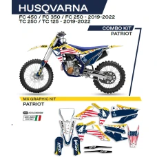 UFO КОМПЛЕКТ НАЛІПОК (OKLEIN) HUSQVARNA TC 125/250 '19-'22; FC 250/350/450 '19-'22 PATRIOT КОЛІР OEM (БІЛИЙ/СИНІЙ)
