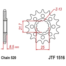 ПЕРЕДНЯ ЗІРКА JR CHT 2179 16 KAWASAKI ZX 10R 04-18 (217916JT) (PRZEJSCIE NA ЛАНЦЮГ 520)