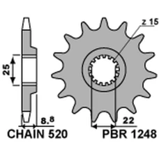 ПЕРЕДНЯ ЗІРКА PBR CHT 1248 15 18NC KTM SX/EXC 125/150 '88-'19 САМООЧИЩАЮЧА (JTF1901.15SC) (LANC. 520)