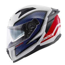 KAPPA 2024/12 ШОЛОМ KV52 KRONOS INTEGRALNY Z БЛЕНДА КОЛІР БІЛИЙ ЧЕРВОНИЙ СИНІЙ КАРБОН LOOK РОЗМІР 56 / S (УПРАВЛІННЯ ECE 22R06)