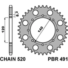 ЗАДНЯ ЗІРКА PBR 491 39 C45 KAWASAKI KLE 500 '97-'07, KLR 650 '87-'17, W 800 '18-'20 (JTR487.39) (LANC.520)