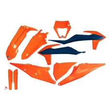 UFO 2024/01 КОМПЛЕКТ ПЛАСТІКОВ Z OSLONAMI ТЕЛЕСКОПІЧНИЙ (АМОРТИЗАТОРІВ) KTM EXC 125 '20-'21, EXC 250 / 300 '20-'23, EXC-F 250 / 350 / 450 / 500 '20-'23 КОЛІР ОРАНЖЕВИЙ