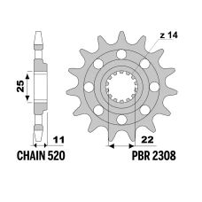 PBR 13/07 ШЕСТЕРНЯ ПЕРІД 2308 13 (LANC. 520) (MADE IN ITALY)