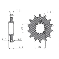 ПЕРЕДНЯ ЗІРКА SUNSTAR CHT 2078 16 APRILIA 1000, BMW F 800 (JTF704.16) (LANC. 525) (207816JT)