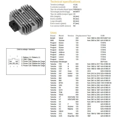 DZE РЕГУЛЯТОР НАПРУГИ YAMAHA YZF R6 '99-'02, R1 '98-'01, TDM850 '96-'01 (35A) (ESR261,RGU-209,CL650A-12)