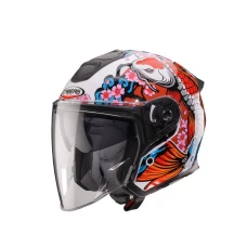 CABERG ШОЛОМ ВІДКРИТИЙ JET ВІДКРИТИЙ FLYON II KOI BIALY/CZERWONY/POMARANCZOWY/NIEBIESKI РОЗМІР L