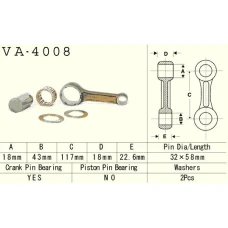 VESRAH ШАТУН KAWASAKI KEF 300 (KEF300) '95-'00, KLF300 (KLF300) '86-'05, KVF 300 (KVF300) '89-'02 (VA4008) (MADE IN JAPAN)