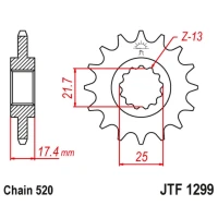 ПЕРЕДНЯ ЗІРКА JR CHT HONDA CB 250 '96-07' VT/VTR 250 '98-17' (LANC. 520)