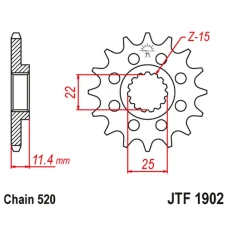JT ЗІРОЧКА ПЕРІД 1252 15 Z ГУМА KTM LC4 400/600/620/640/690 (125215JTRB) (LANC. 520)