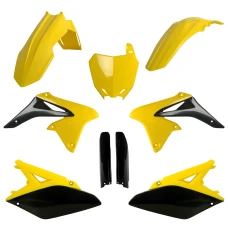 КОМПЛЕКТ ПЛАСТИКА POLISPORT (ПОВНИЙ KIT) SUZUKI RMZ 250 '10-'18 В КОМПЛЕКТІ ПЕРЕДНЯ ПАНЕЛЬ (8659300001) І КРИШКИ АМОРТИЗАТОРІВ (8398300002) КОЛІР ЖОВТИЙ ЧОРНИЙ