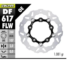 GALFER ДИСК ТОРМОЗНИЙ ПЕРІД KTM 890SMT '23-'25 (WAVE FLOATING) (260X107X5MM)