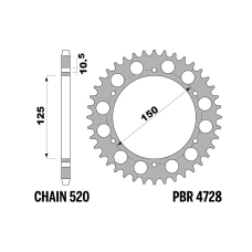 PBR 13/07 ШЕСТЕРНЯ ЗАД 4728 46 (LANC. 520) (MADE IN ITALY)