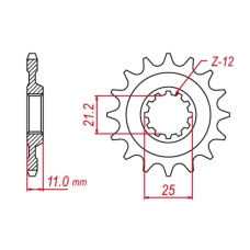 ПЕРЕДНЯ ЗІРКА GROSSKOPF CHT 727 14 HUSQVARNA TC/TE 250 '02-'03, TC 450 '02-'10, TC 510 '05-'10, SMR 510 '06-'10 (JTF824.14)