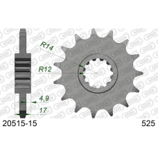 AFAM 2026/04 ШЕСТЕРНЯ ПЕРІД 2073 15 HONDA CB 600 HORNET '97-'06, CBR 600F '97-'98, CBF 600 '04-'07 (JTF1371.15) (LANC. 525)