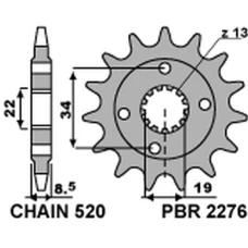 ПЕРЕДНЯ ЗІРКА PBR CHT 2276 14 KTM 390 DUKE '13-'18, 390 RC '14-'18 (JTF1908.14) (LANC. 520) (227614JT)