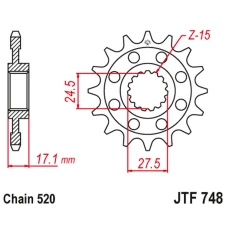 JT 2024/03 ЗІРОЧКА ПЕРІД 2250 15 Z ГУМА DUCATI 899 PANIGALE '14-'15, 959 PANIGALE '16-'19, (1199 PANIGALE '12-'17 КОНВЕРСІЯ NA LANC. 520) (225015JT) (LANC. 520)
