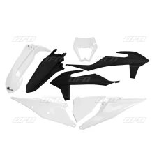 UFO КОМПЛЕКТ ПЛАСТІКОВ KTM EXC 125 '20-'21, EXC/EXCF(EXC-F) 150/250/300/350/450/500 '20-'23 Z ЗАХИСТ ФАРИ КОЛІР БІЛИЙ ЧОРНИЙ SIX DAYS EDITION (KT527E999S)