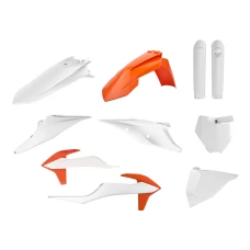 POLISPORT КОМПЛЕКТ ПЛАСТІКОВ KTM SX/SX-F '19-'22 W КОМПЛЕКТІ TABLICA ПЕРІД (8666400008) I КРИШКИ AMORTYZATOROWZAWIERA (83986000012) КОЛІР OEM КОЛІР ПОМАРАНЧ БІЛИЙ