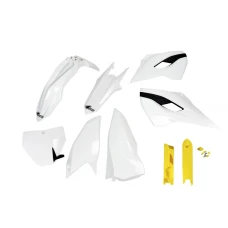 UFO КОМПЛЕКТ ПЛАСТІКОВ (ПОВНИЙ KIT) Z OSLONAMI ТЕЛЕСКОПІЧНИЙ (АМОРТИЗАТОРІВ) HUSQVARNA TC/FC 125/250/300/350/450 '14-'15 КОЛІР OEM '14 (БІЛИЙ) (HU613E999)