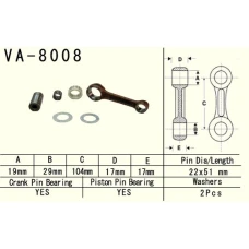 VESRAH ШАТУН KAWASAKI KX 125 (KX125) '98-'02 (VA8008) (MADE IN JAPAN)