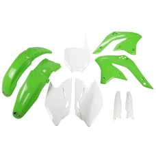 UFO КОМПЛЕКТ ПЛАСТІКОВ (ПОВНИЙ KIT) Z OSLONAMI ТЕЛЕСКОПІЧНИЙ (АМОРТИЗАТОРІВ) KAWASAKI KXF 450 '08 КОЛІР OEM (ZIELONY/ БІЛИЙ) (KA211E999)