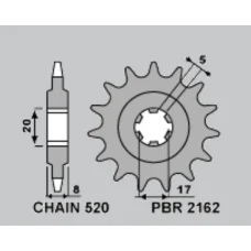 PBR ЗІРОЧКА ПЕРІД 2162 9 SHERCO 125 ST '16-'17, X-RIDE '14-'16, 250/300 ST '16-'17  (LANC. 520)