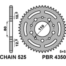 ЗАДНЯ ЗІРКА PBR 4350 43 C45 HONDA CB 500 '94-'03, CB 750 '91-'03, VT 600 SHADOW '90-'04 (JTR1332.43) (LANC. 525)