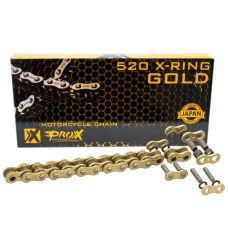 PROX ЛАНЦЮГ ПРИВІДНИЙ 520 X-RING GOLD 120 ЛАНКИ КОЛІР ЗОЛОТИЙ (ВІДКРИТИЙ + ЗАСТІБКА) (37,8KN)
