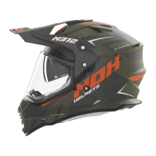 МОТОШОЛОМ NOX OFFROAD / TRAIL DUOSPORT (DUAL) N312 ЧОРНИЙ/СРІБНИЙ/ПОМАРАНЧЕВИЙ МАТОВИЙ КОЛІР POMARANCZOWY/KHAKI/NIEBIESKI МАТОВА РОЗМІР L