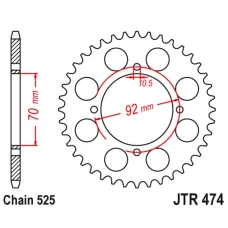 ЗАДНЯ ЗІРКА JR JTR474 48 KAWASAKI KH 250 '75-82', S1 250 '73-75' (47448JT) (LANC.525)