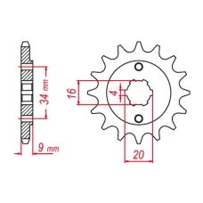 ПЕРЕДНЯ ЗІРКА GROSSKOPF CHT 2062 15 YAMAHA YFS200 BLASTER '88-'06 (+2), TT-R230 '05-'20 (+2), DT200 L '85 (+2), HYOSUNG GT 250 '04-'15, GY 250 '04-'12 (JTF1554.15)
