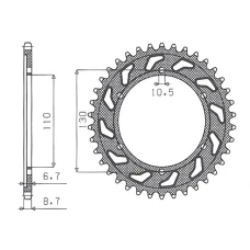 ЗАДНЯ ЗІРКА SUNSTAR 241 39 YAMAHA XJR 1300 '04-'06, MT-01 '05-'11 (JTR479.39) (LANC. 530) (24139JT)